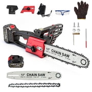 CATGOOD 12 inch Cordless Chainsaw, Electric Chainsaw with 21V 3.0Ah Battery and Charger, Battery Powered Chainsaw for Tree Trimming, Wood Cutting, 800W
