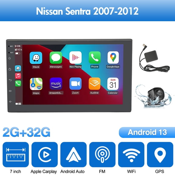 CATGOOD 7 Inch 2+32G Android 13 Car Radio Stereo for Nissan Sentra 2007-2012 with AHD Rear Camera