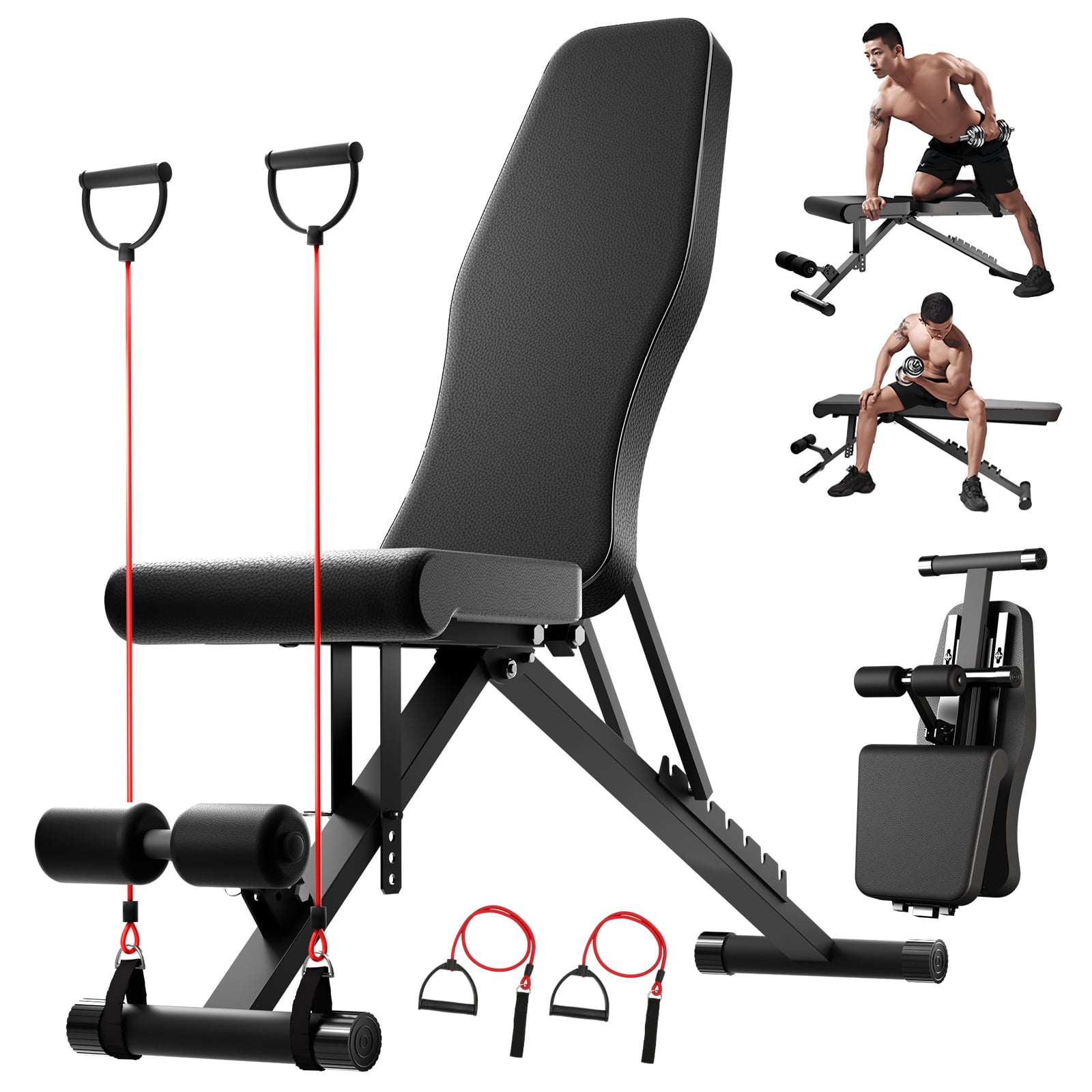 BAOKALER 8-in-1 Weight Bench, Foldable Workout Bench Capacity 1000lb, for Full Body Exercise, Adjustable Fitness Bench with Incline Decline Positioning, Home Gym Strength Training