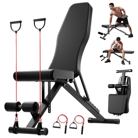BAOKALER 8-in-1 Weight Bench, Foldable Workout Bench Capacity 1000lb, for Full Body Exercise, Adjustable Fitness Bench with Incline Decline Positioning, Home Gym Strength Training