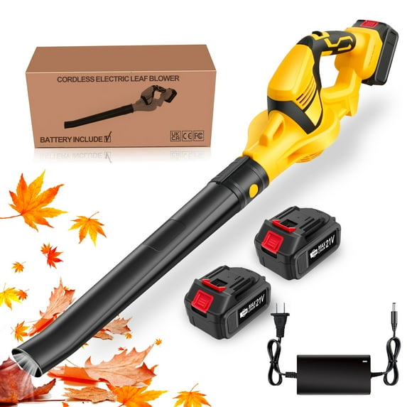 CATGOOD Cordless Leaf Blower, 21V Leaf Blower with 2 Batteries and Charger, 3.0Ah Electric Leaf Blowers for Lawn Care, Patio, Blowing Leaves