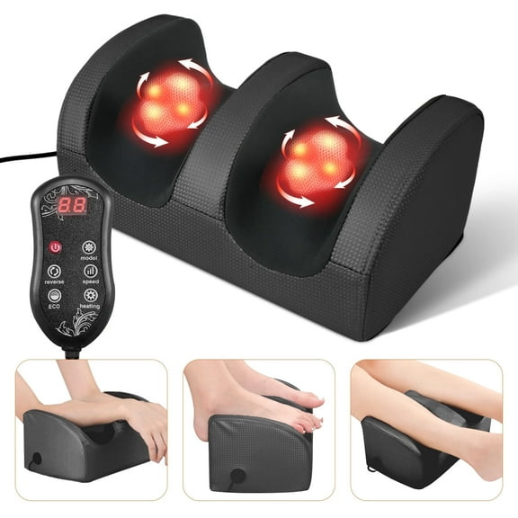 Foot Massager, Shiatsu and Foot Massage Machine, Calf Deep Tissue Massage Machine with Heat, Leg Massager with Massage Roller, Gifts for Mom & Dad, Black
