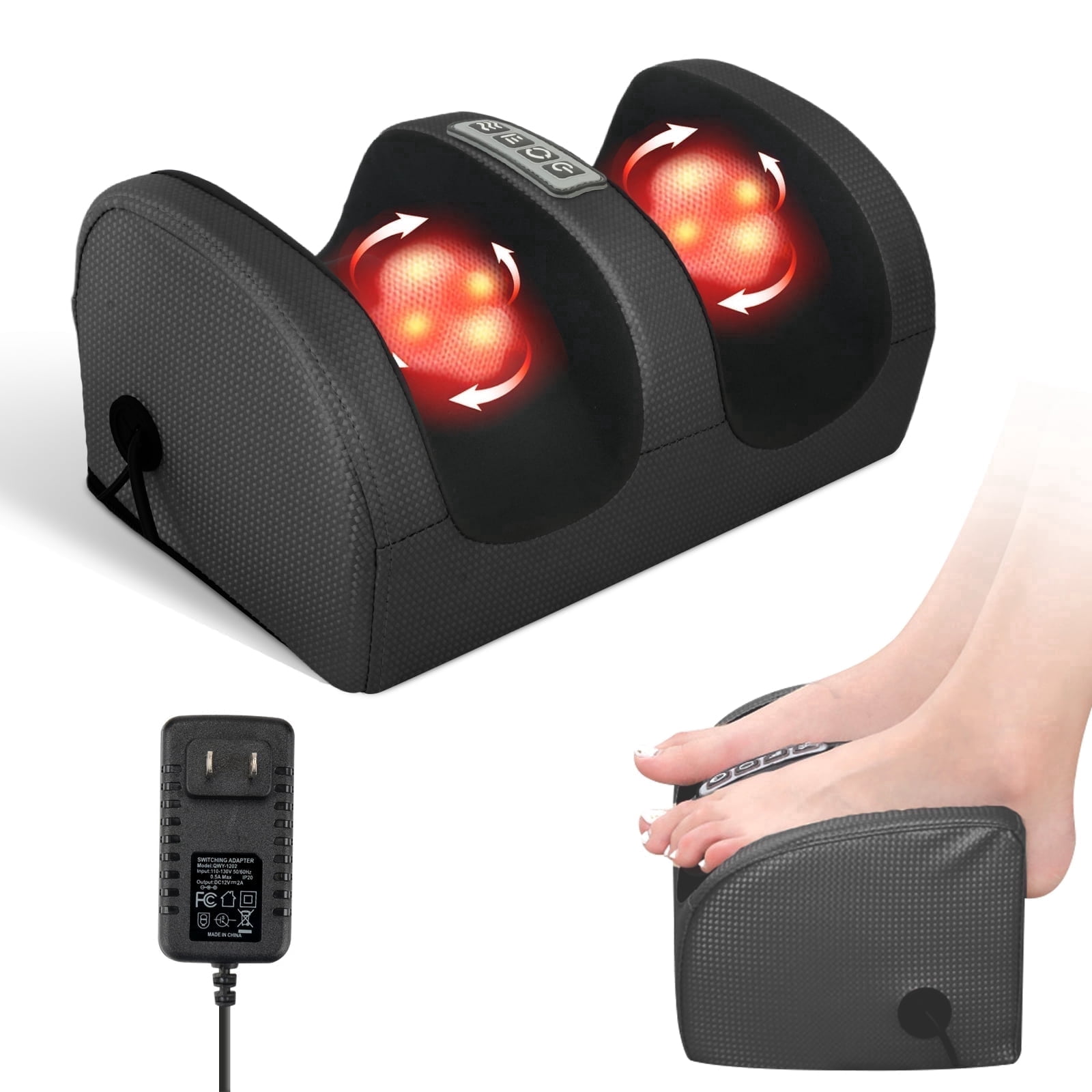 Foot Massager, Shiatsu Foot Massager, Deep Tissue Massage Machine with Heat, Foot Massager and Calf Massager with Massage Roller, Gifts for Mom & Dad, Black
