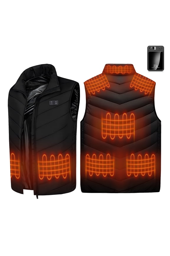 Heated Vest with 5000mAh Battery Pack, Heating Vest for Women with 3-Level Temperature Control, Lightweight Rechargeable Warm Vest for Outdoor Activities in Winter, L, Black
