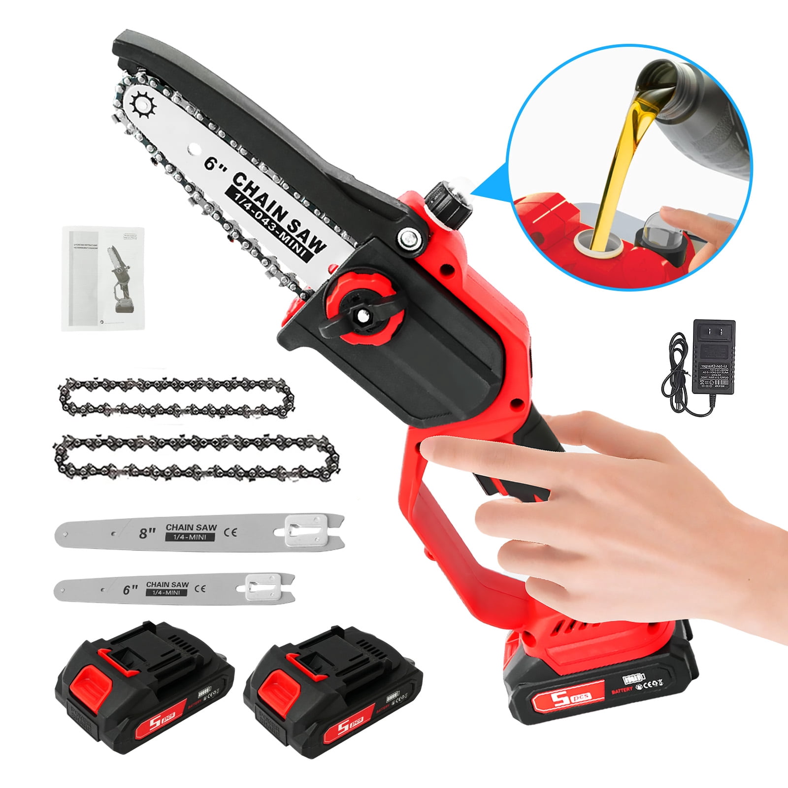 CATGOOD Mini Chainsaw Cordless, 8" and 6" High-Speed Brushless Electric Chainsaw with 2 Batteries- Perfect Gift for Men, Dad & Elders