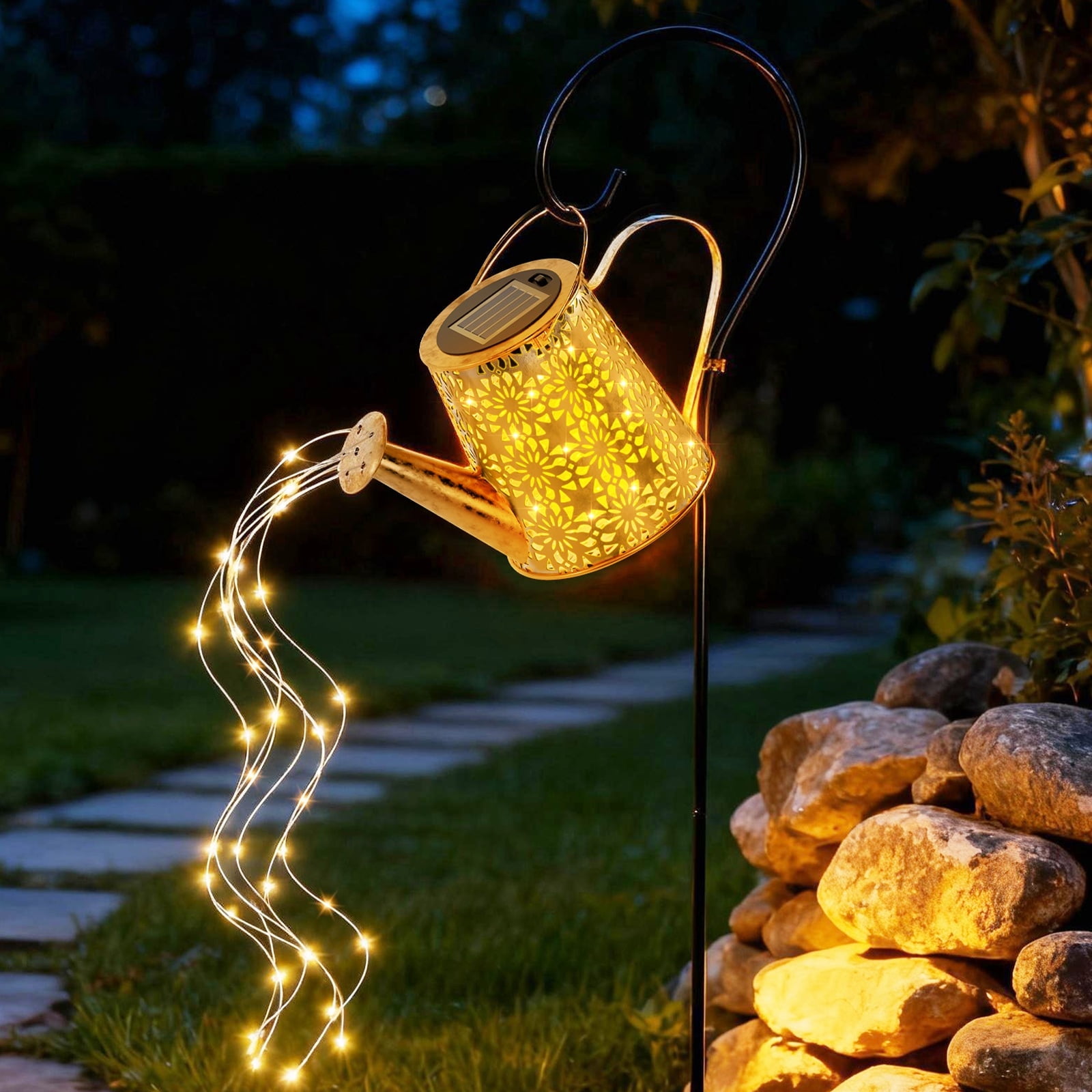 CATGOOD Outdoor Watering Can Solar Lights, Solar Lantern, Hanging Lights, Garden Decor for Yard, Flower Beds, Pathway, Warm White