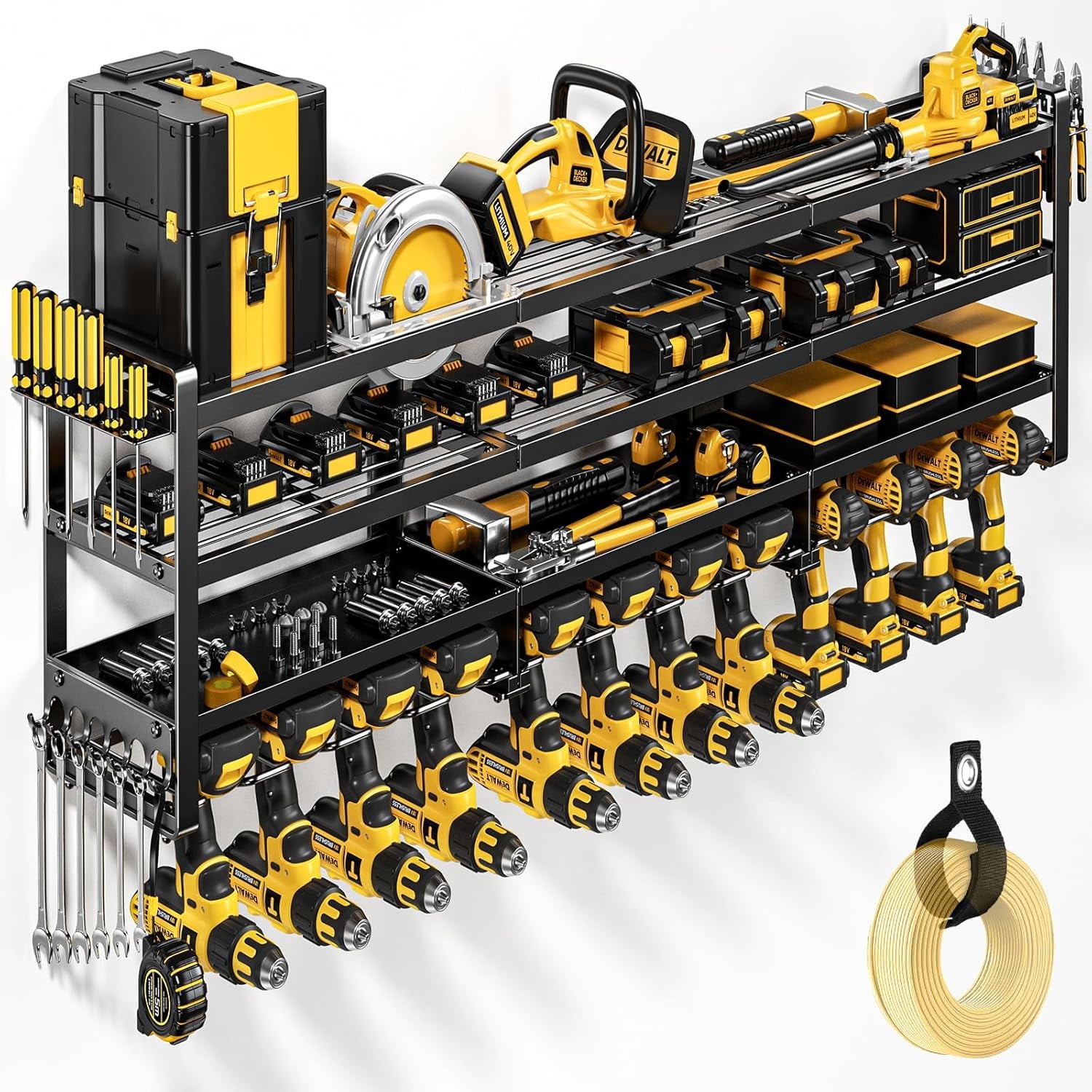 Power Tool Organizer 600 LBS with 12 Drill Holders, 4 Tier Heavy Duty ...