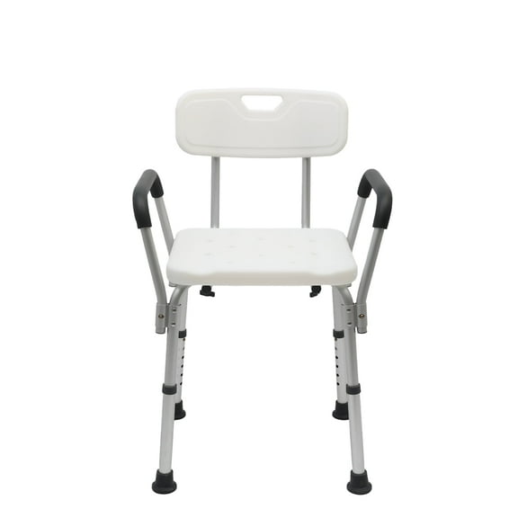CATGOOD Shower Chair Bath Seat with Back and Arms, Height Adjustable Shower Chair for Inside Shower, Shower Bench for Elderly and Adult, Supports up to 400 lbs, White