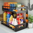 thumbnail image 1 of CATGOOD Under Sink Organizer, Multifunctional Pull-Out Under Sink Storage, 2-Tier Under Kitchen Sink Organizer, Waterproof Metal Storage Rack with Sliding Drawer for Kitchen and Bathroom, Black, 1 of 10