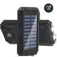 thumbnail image 1 of CATGOOD Solar Charger for Cell Phone 20000mAh, Portable Solar Power Bank with Dual 5V USB Ports, 2 Led Light Flashlight, Compass (Black), 1 of 8