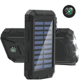 thumbnail image 1 of Baokaler Solar Charger for Cell Phone 20000mAh, Portable Solar Power Bank with Dual 5V USB Ports, 2 Led Light Flashlight, Compass (Black), 1 of 8