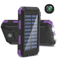 thumbnail image 1 of Baokaler Solar Charger for Cell Phone 20000mAh, Portable Solar Power Bank with Dual 5V USB Ports, 2 Led Light Flashlight, Compass (Purple), 1 of 9