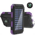thumbnail image 1 of CATGOOD Solar Charger for Cell Phone 20000mAh, Portable Solar Power Bank with Dual 5V USB Ports, 2 Led Light Flashlight, Compass (Purple), 1 of 9