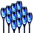 thumbnail image 1 of 12 Pack Solar Flame Light Outdoor, Waterproof Solar Tiki Torch Light with Flickering Flame for Halloween Decorations, Blue LED, 1 of 8