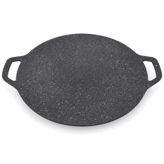 CATHTN 13.38-Inch Cast Aluminum Round Grill Pan, Nonstick BBQ Griddle for Indoor Kitchen and Outdoor Camping