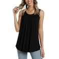 thumbnail image 1 of CATHY Women's Summer Sleeveless Pleated Top Loose Crew Neck Tunic, 1 of 4