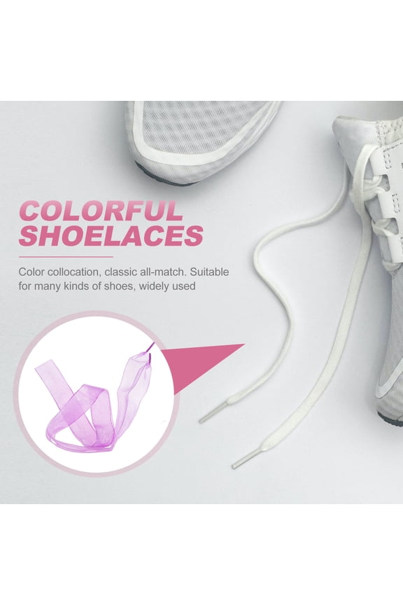 1Pair Ribbon Shoelaces Lavender Color Smooth Texture for Sneaker and Boots