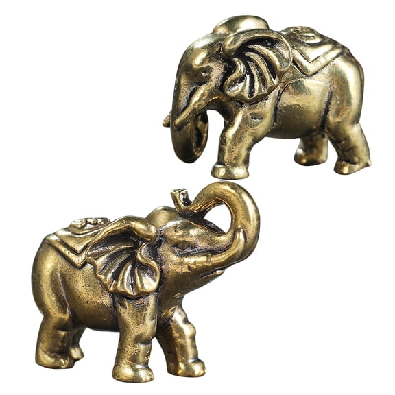 CATIEBYE 1 Pair Small Elephant Figurines Retro Style Brass Decorative Item 4.7x1.3x0.8in Home Decor
