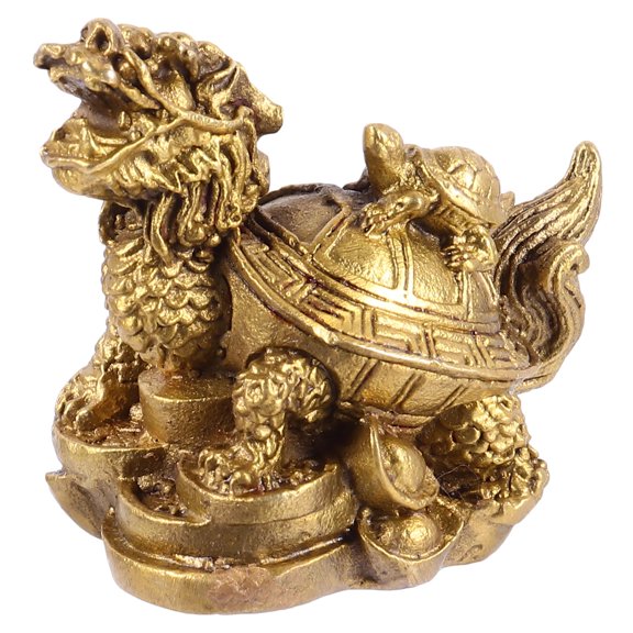 CATIEBYE Wealth Dragon Turtle Statue Resin 1Set 2.16x1.97x1.18 In