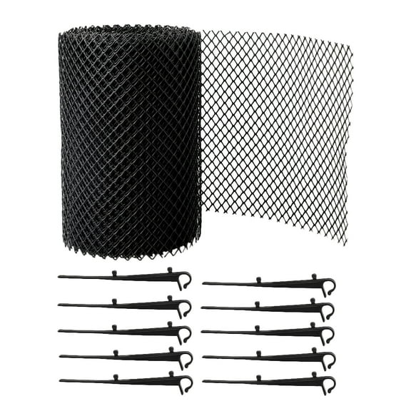 CATIEBYE Plastic Gutter Net Mesh Gutter Guard Black 1 Set 600x5.9In