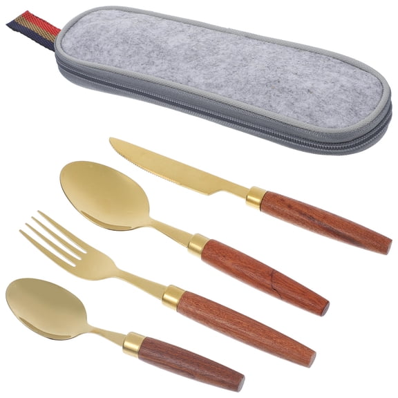 CATIEBYE 1 Set of Picnic Cutlery Set Wooden Camping Cutlery Durable for Outdoor Camping