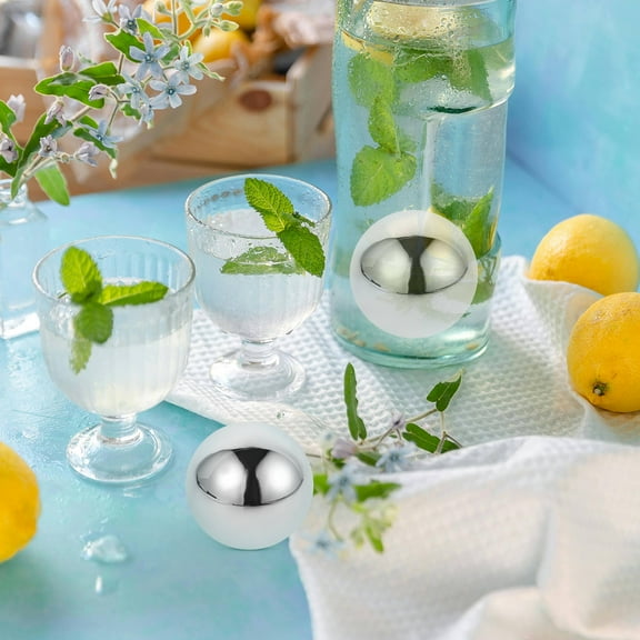 CATIEBYE Stainless Steel Ice Set of 2, Rapid Freezing, Maintain Beverage Flavor, , 2.2 x 2.2 x 2.2 inches