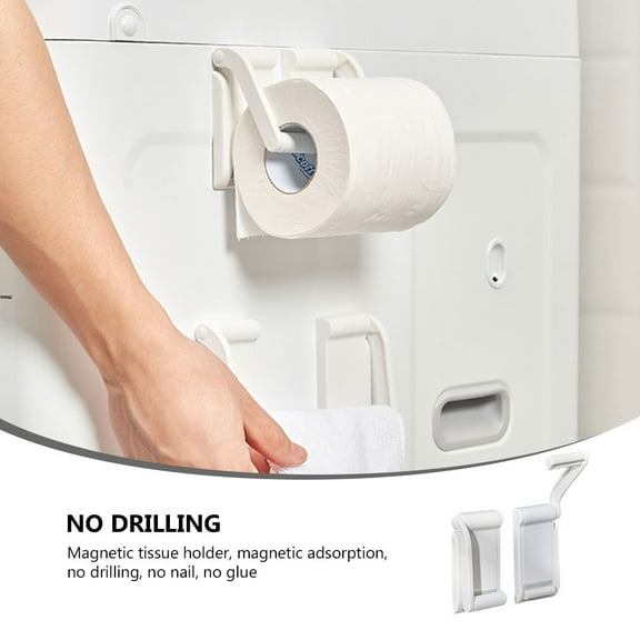 CATIEBYE 1 Set White ABS Magnetic Tissue Holder for Bathroom No Drilling Adjustable Spacing 3.5x1.8x1in