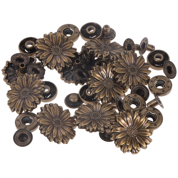 CATIEBYE 10 Sets Bronze Snap Fasteners with Daisy Shape for Sewing and Bag Making Projects