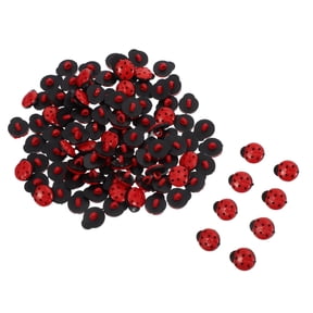 CATIEBYE 100 Pcs Red Ladybug Plastic Buttons for Sewing, Craft Projects, Clothing Decoration, and Accessories