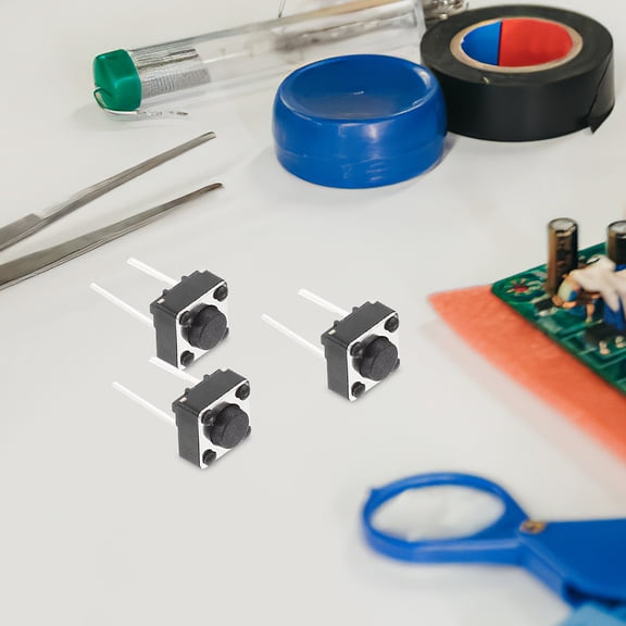 CATIEBYE 100Pcs Pcb Tactile Button with Electronic Component Black for Dependable Performance