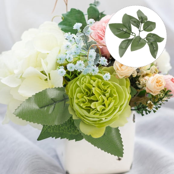 CATIEBYE 100Pcs Flexible Artificial Rose Flower Green Leaves for Bridal Shower Centerpieces