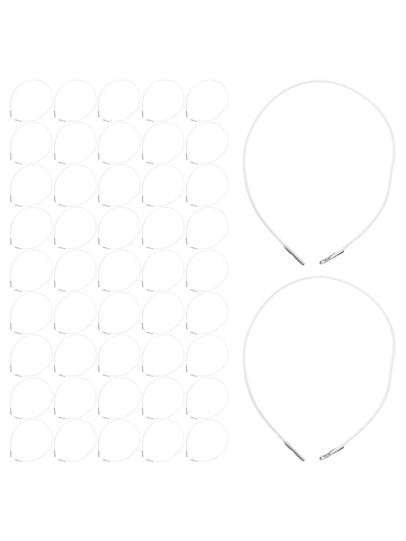 100Pcs White Elastic String for Craft Use with Metal Ends Adjustable for Hats and DIY Projects