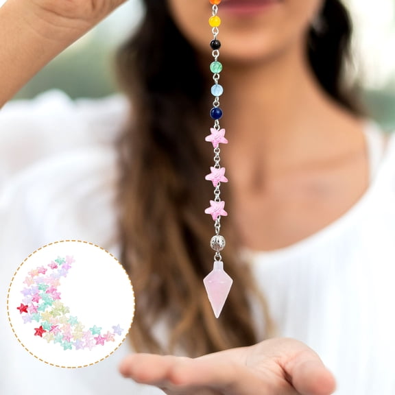 CATIEBYE 100 Pieces Mixed Color Star Shaped Loose Beads for Jewelry Making and Craft Decorations