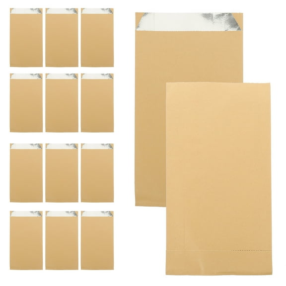 CATIEBYE Light Brown Oil-Proof Aluminum Foil Bags for Food Storage, Home Use, Takeout Packing, 100 Pieces