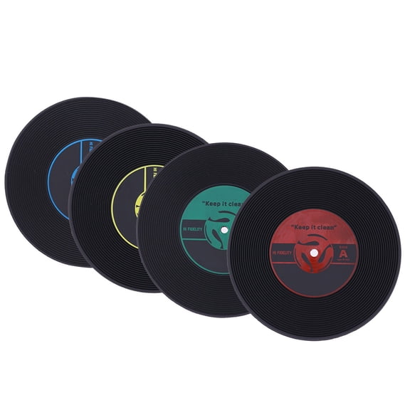 CATIEBYE 10Pcs Assorted Color Vinyl Record Coasters Cup Mat Creative Retro Kitchen Placemat for Hot Cold Drinks
