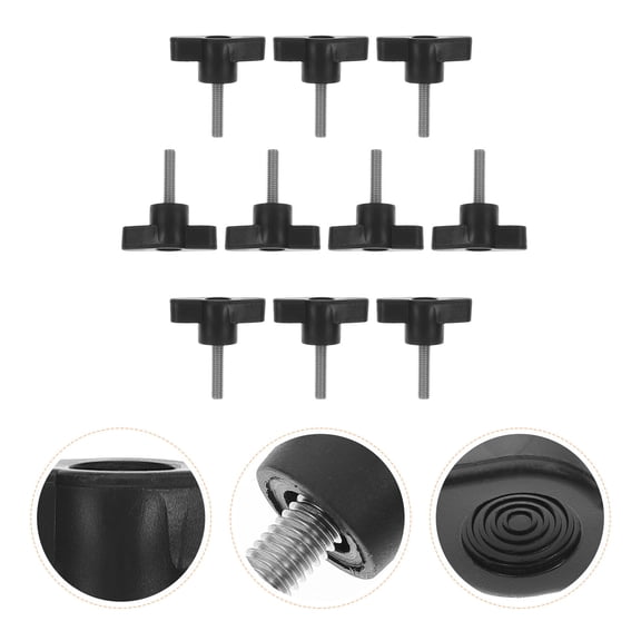 CATIEBYE 10Pcs Black Wing Nut Thumb Screws Plastic and Stainless Steel Rust Resistant for Furniture