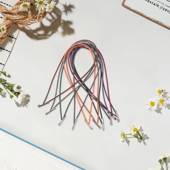 CATIEBYE 10-Pack Elastic Cords with Metal Fasteners in Assorted Colors for Hats, Badges, Notebooks and More