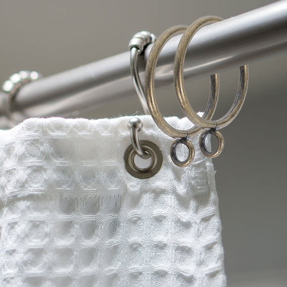 CATIEBYE 10Pcs Gold Eyelet Curtain Rings Sturdy Iron Material for Hanging Drapes and