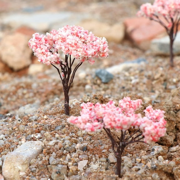 CATIEBYE 10Pcs Pink Miniature Trees for Tree Trunk Shape Metal for Realistic Visual Effects
