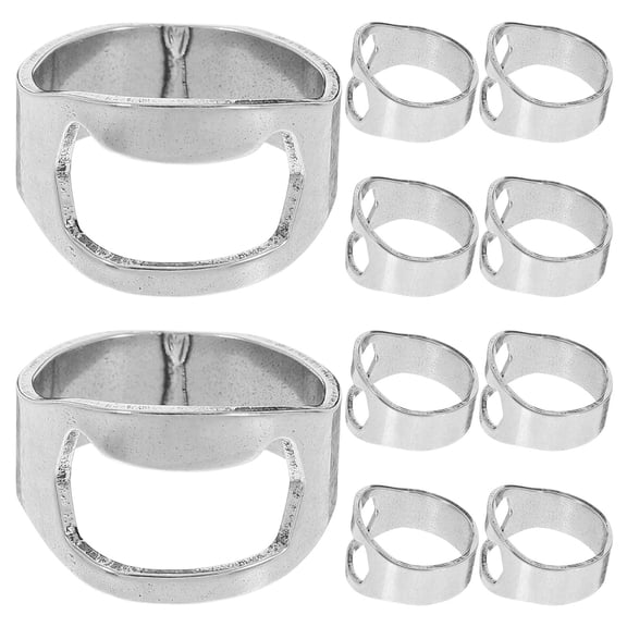 CATIEBYE 10Pcs Plated Silver Stainless Steel Finger Ring Bottle Opener Practical Tool for Bottle Opening