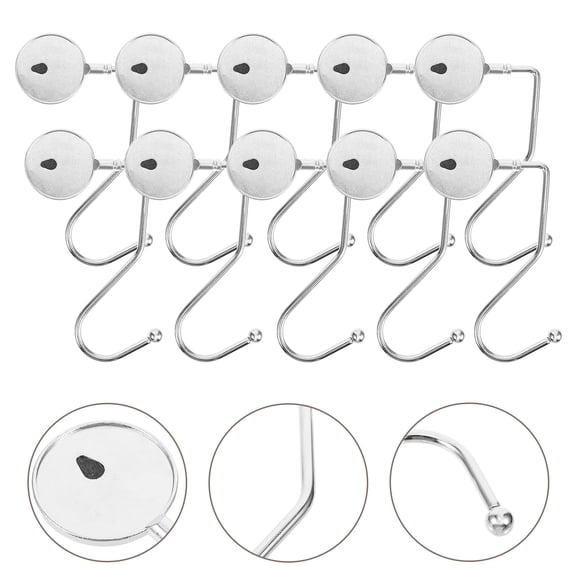 CATIEBYE 10Pcs Table Hook for Purse Holder Pack Silver Iron for Students and Home Use