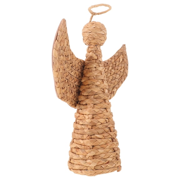 CATIEBYE 12.6 Inch Angel Figurine Straw Foam Rustic Handwoven Desk Decor