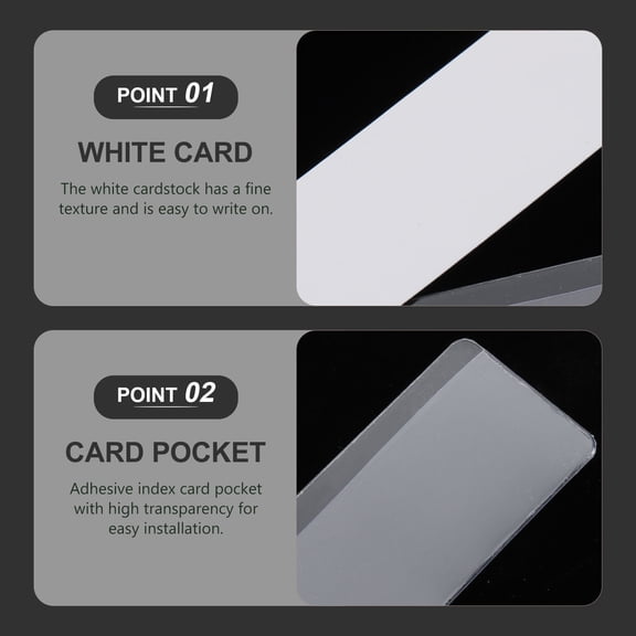 CATIEBYE 12 Pockets Library Clear Pocket Label with Simple Design for Office Supplies