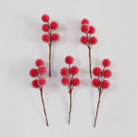CATIEBYE 12Pcs Artificial Red Berries Stems for Christmas Ornaments and Decor