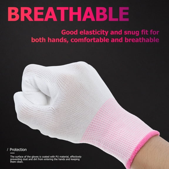 CATIEBYE 12Pcs Work Gloves with PU Coated Fingers and Antistatic Features for Industrial and Electrical Use