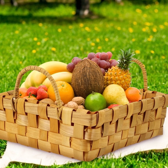 CATIEBYE Natural Yellow Wooden Woven Basket for Organizing and Decorating