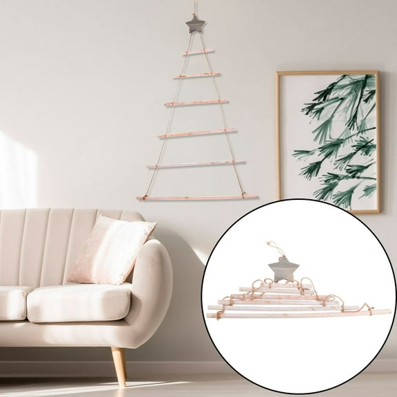 CATIEBYE 1Pack Wall Hanging Christmas Tree 88.5x54x1In Light Brown Wooden Tree Shape Rustic Decor