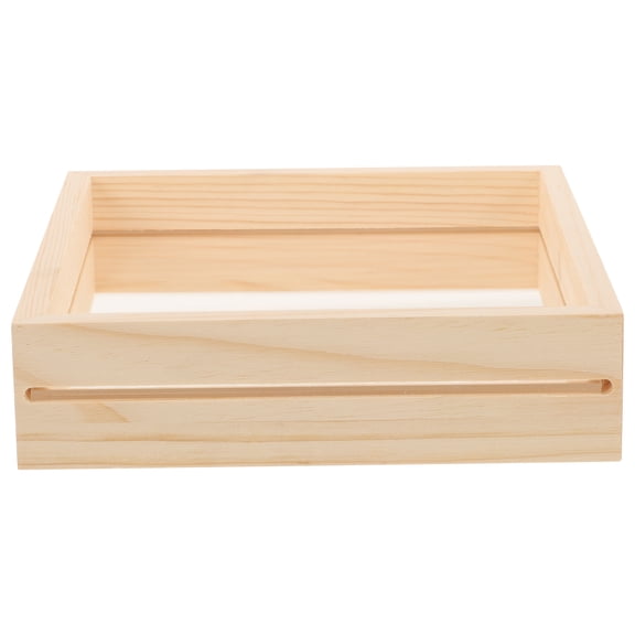 CATIEBYE 1Pack Wood Square Photo Frame for Flower Display Home Decor Khaki Natural Wood Color 7 Inch Inner Diameter