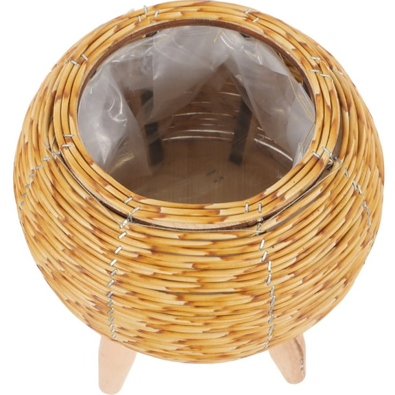 CATIEBYE Light Brown Wooden Tripod Plant Stand Adjustable Height Indoor Planter Holder for Decor