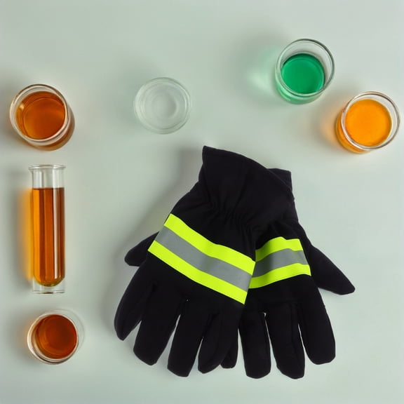 CATIEBYE 1Pair Firefighter Gloves Fire Resistant Heatproof Cotton Blend Gloves for Emergency Rescue